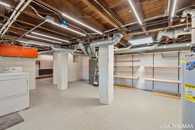 1000 Garfield Ave NW, Grand Rapids, MI 49504 - unfinished below grade area featuring washer / clothes dryer, water heater, and heating unit