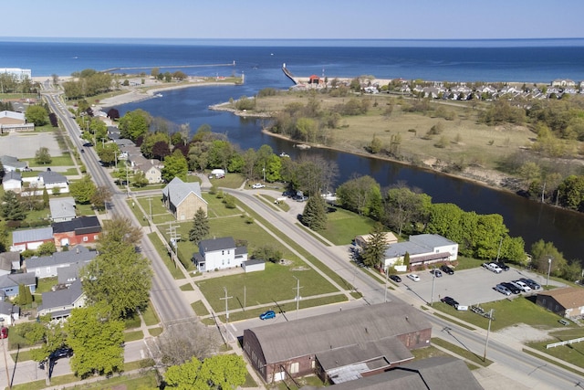 513 1st St, Manistee, MI 49660 - aerial view of property's location featuring a large body of water