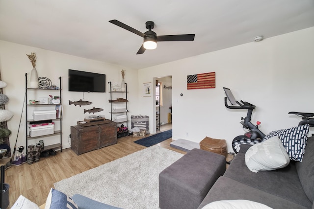 513 1st St, Manistee, MI 49660 - living room with a ceiling fan and wood finished floors