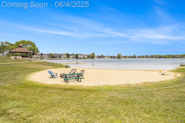 155 Woodridge Ct, Oxford, MI 48371 - surrounding community with a yard, a gazebo, and a water view