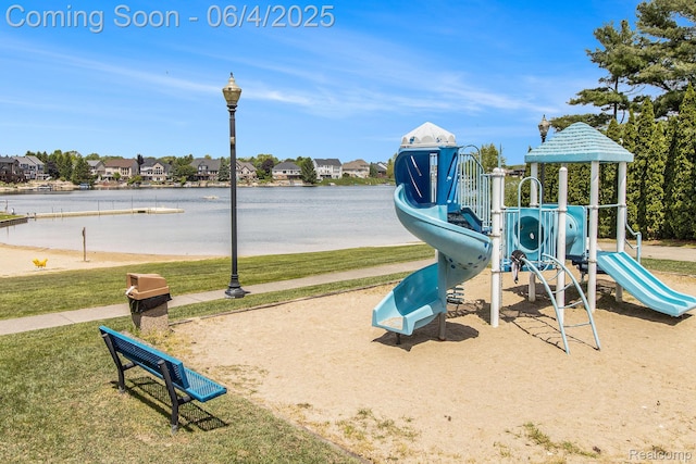 155 Woodridge Ct, Oxford, MI 48371 - community jungle gym featuring a lawn, a water view, and a residential view