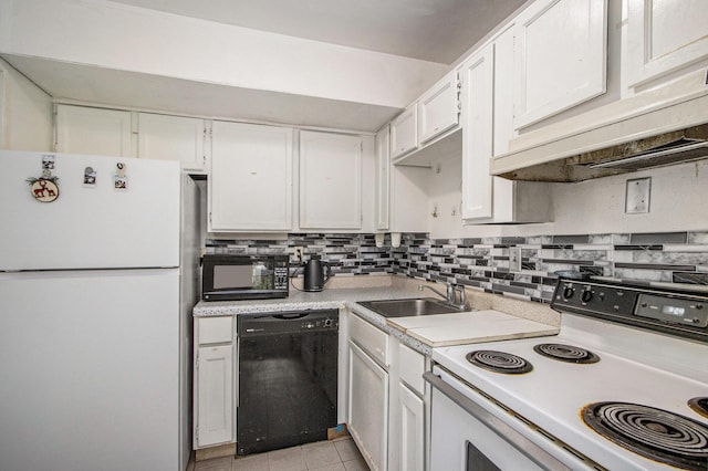 3407 Kenbrooke Ct, Kalamazoo, MI 49006 - kitchen featuring black appliances, light countertops, white cabinetry, and a sink