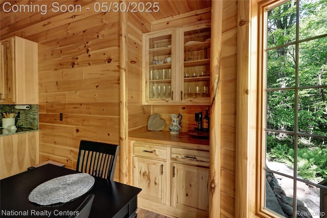 5257 Brookshire Dr, Almont, MI 48003 - dining room with wooden walls and wooden ceiling