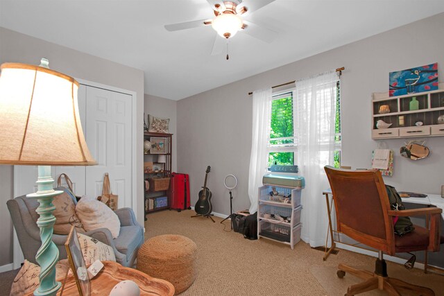 1330 Kings Carriage Rd, Grand Blanc, MI 48439 - office with ceiling fan, carpet flooring, and baseboards