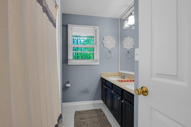 1330 Kings Carriage Rd, Grand Blanc, MI 48439 - full bath featuring double vanity, tile patterned flooring, and baseboards