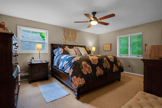 1330 Kings Carriage Rd, Grand Blanc, MI 48439 - bedroom featuring light colored carpet, a ceiling fan, and baseboards
