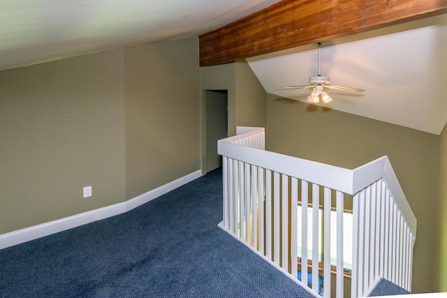 3007 Cedarbrook Rd, Ann Arbor, MI 48105 - hall with carpet floors, lofted ceiling, an upstairs landing, and baseboards