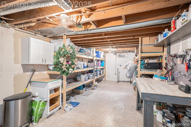 7453 Baldwin Rd, Swartz Creek, MI 48473 - unfinished below grade area with a workshop area and light floors