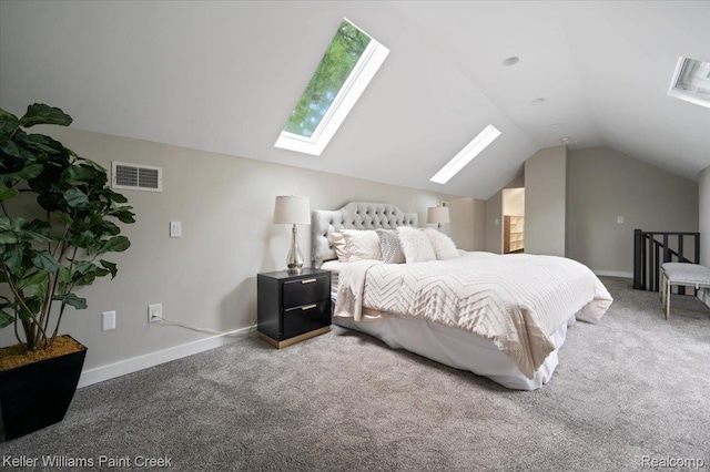 520 Kayser Ave, Birmingham, MI 48067 - carpeted bedroom featuring a skylight, lofted ceiling, and baseboards