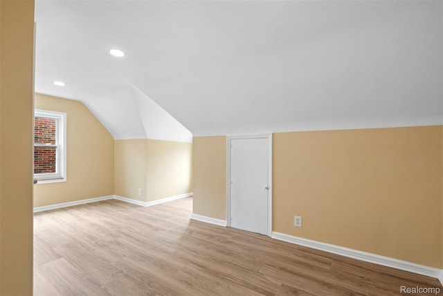 18696 Cherrylawn St, Detroit, MI 48221 - additional living space featuring recessed lighting, light wood-type flooring, vaulted ceiling, and baseboards