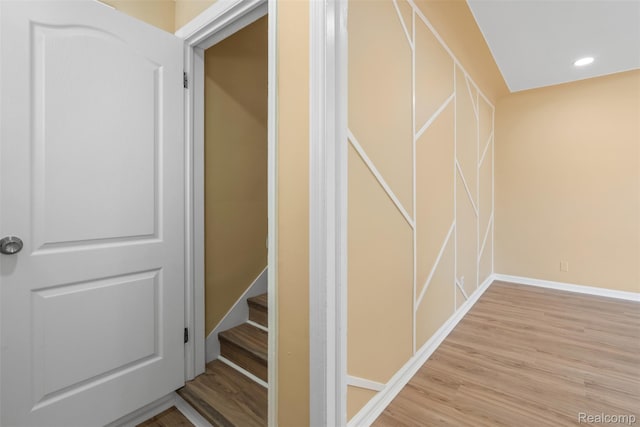 18696 Cherrylawn St, Detroit, MI 48221 - staircase with wood finished floors, baseboards, and recessed lighting