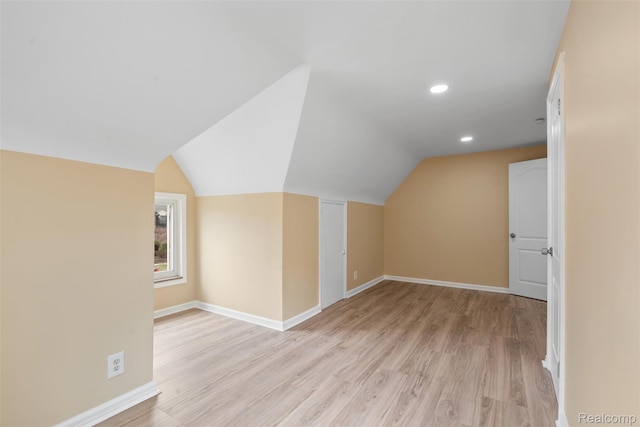 18696 Cherrylawn St, Detroit, MI 48221 - additional living space with baseboards, light wood-style floors, lofted ceiling, and recessed lighting