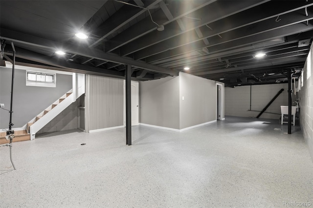 18696 Cherrylawn St, Detroit, MI 48221 - basement featuring stairway and baseboards