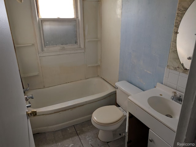 17224 Waveney St, Detroit, MI 48224 - bathroom with toilet, vanity, tile patterned floors, and bathing tub / shower combination