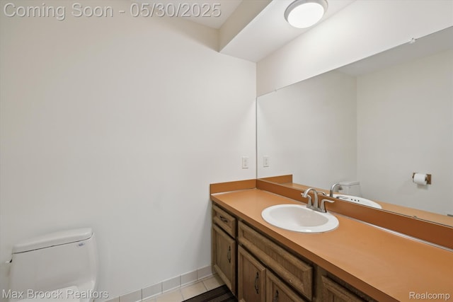 4335 Queens Way, Bloomfield Hills, MI 48304 - half bathroom with toilet, vanity, tile patterned flooring, and baseboards
