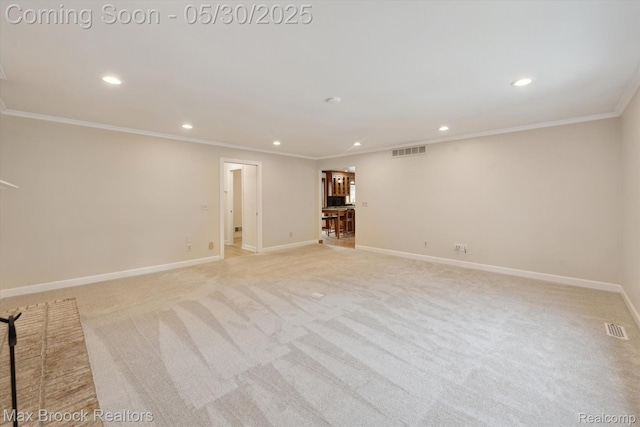 4335 Queens Way, Bloomfield Hills, MI 48304 - spare room featuring recessed lighting, crown molding, baseboards, and light colored carpet
