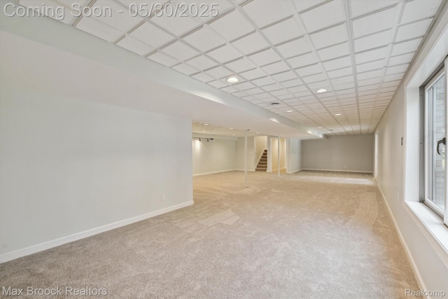 4335 Queens Way, Bloomfield Hills, MI 48304 - spare room featuring carpet, stairs, baseboards, and recessed lighting