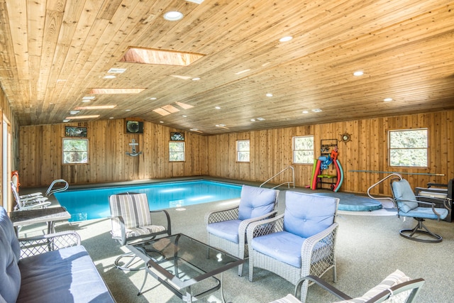 610 Birch St, Big Rapids, MI 49307 - view of swimming pool featuring a skylight