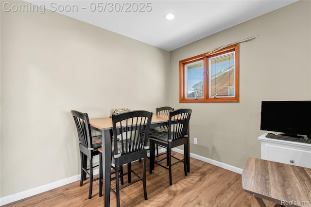 32601 Grinsell Dr, Warren, MI 48092 - dining space with baseboards, wood finished floors, and recessed lighting
