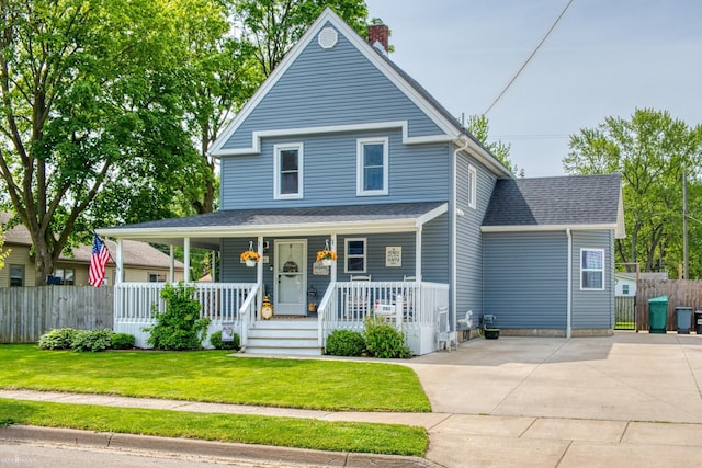 703 W Main St, Durand, MI 48429 - view of front of house with a porch, a chimney, and driveway