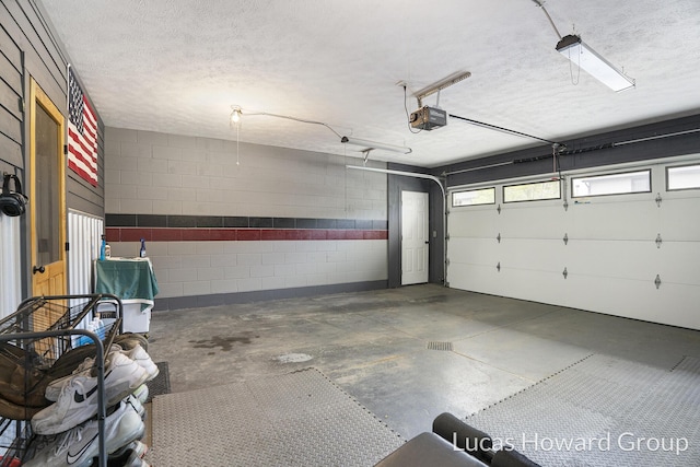 301 NW Xing Unit 25, Holland, MI 49423 - garage featuring a garage door opener and concrete block wall