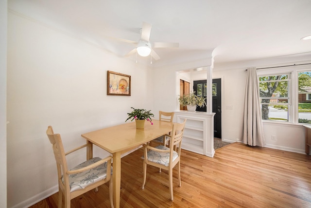 1537 Marian Ave, Ann Arbor, MI 48103 - dining space featuring light wood-style floors, baseboards, and a ceiling fan