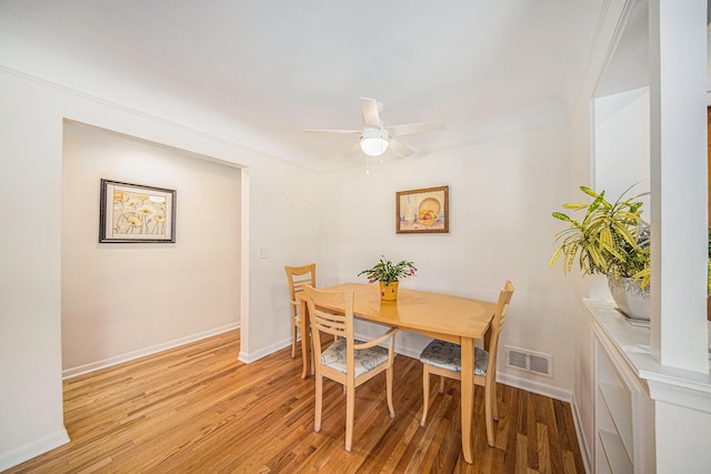 1537 Marian Ave, Ann Arbor, MI 48103 - dining area with light wood-type flooring, baseboards, and ceiling fan