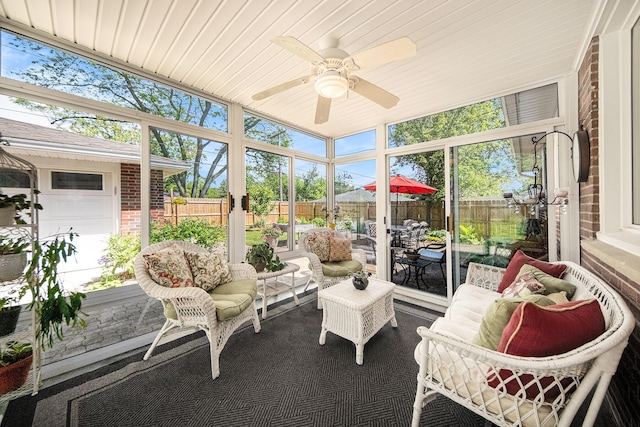 1537 Marian Ave, Ann Arbor, MI 48103 - sunroom with a ceiling fan, an outdoor hangout area, and plenty of natural light