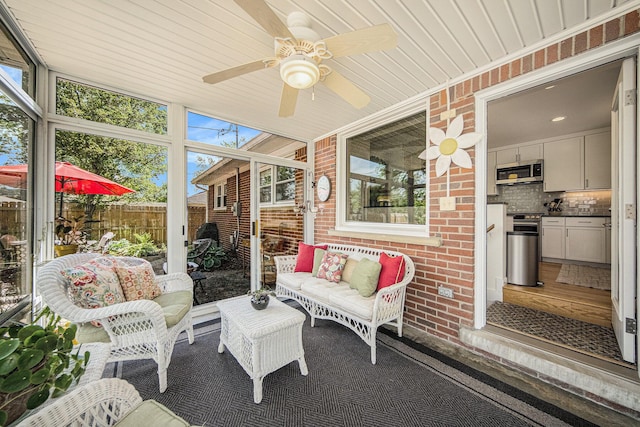 1537 Marian Ave, Ann Arbor, MI 48103 - sunroom / solarium with healthy amount of natural light and ceiling fan