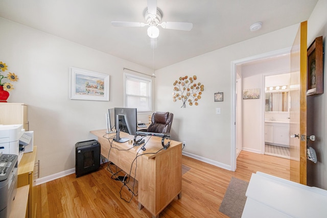 1537 Marian Ave, Ann Arbor, MI 48103 - office area with light wood finished floors, ceiling fan, and baseboards