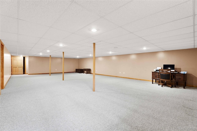 3952 Saint James Ct, Shelby Twp, MI 48316 - finished basement with carpet floors, baseboards, recessed lighting, and an office area
