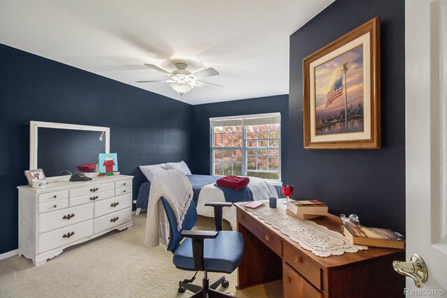 5886 Augusta Ln, Grand Blanc, MI 48439 - office area with a ceiling fan and light colored carpet