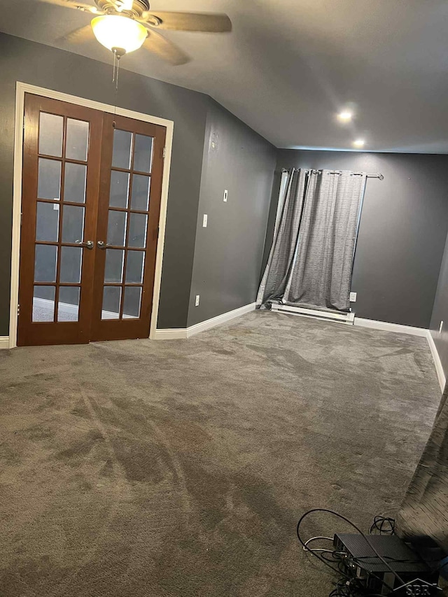 19400 Charest Ave, Detroit, MI 48234 - carpeted empty room featuring french doors, ceiling fan, and baseboards