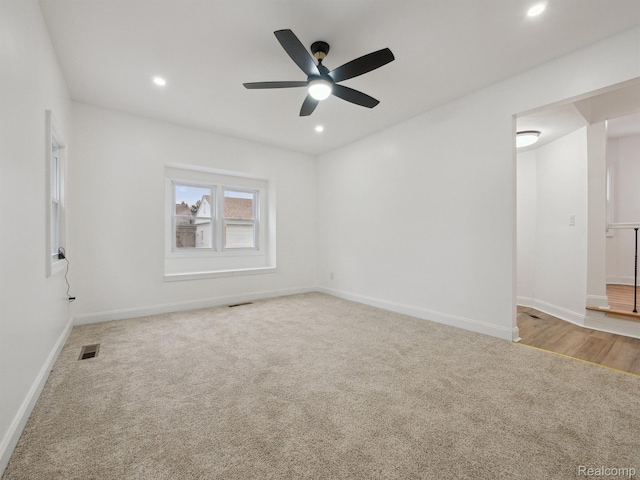 18212 Sorrento St, Detroit, MI 48235 - carpeted spare room featuring a ceiling fan, baseboards, and recessed lighting