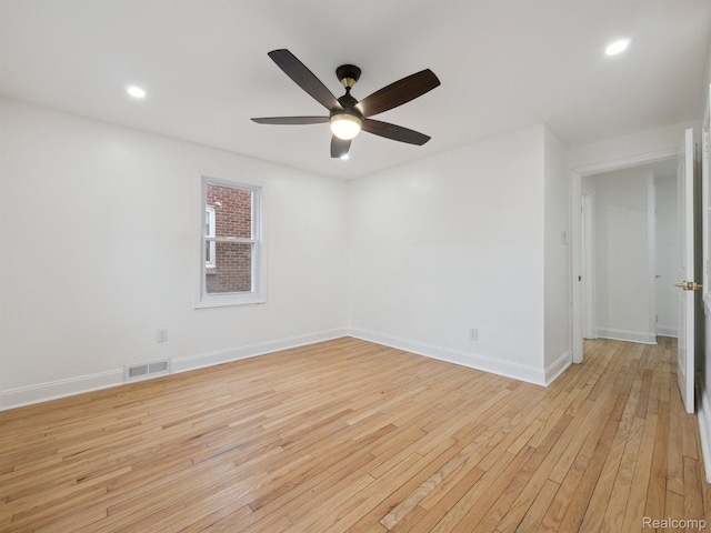 18212 Sorrento St, Detroit, MI 48235 - spare room with light wood-type flooring, ceiling fan, baseboards, and recessed lighting