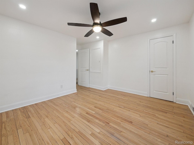 18212 Sorrento St, Detroit, MI 48235 - empty room featuring ceiling fan, light wood finished floors, baseboards, and recessed lighting