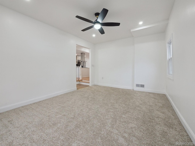 18212 Sorrento St, Detroit, MI 48235 - carpeted empty room with recessed lighting, a ceiling fan, and baseboards