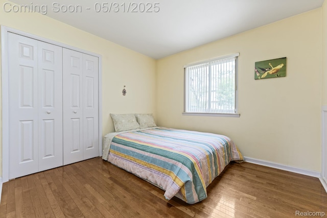9220 Garden Ter, Commerce Twp, MI 48382 - bedroom featuring wood-type flooring, a closet, and baseboards