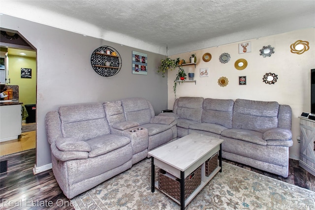 540 Champaign Rd, Lincoln Park, MI 48146 - living room featuring a textured ceiling and wood finished floors