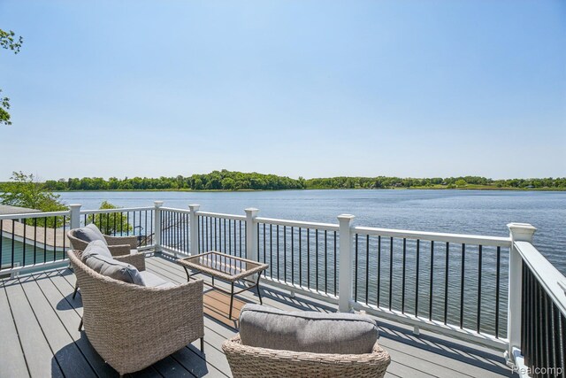 6652 Westminister St, Fenton, MI 48430 - wooden terrace featuring a water view
