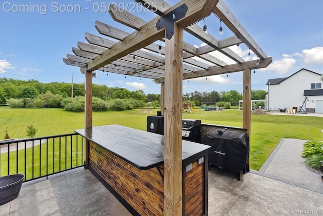 4925 Toratola Ln, Howell, MI 48843 - view of patio / terrace featuring area for grilling and a pergola