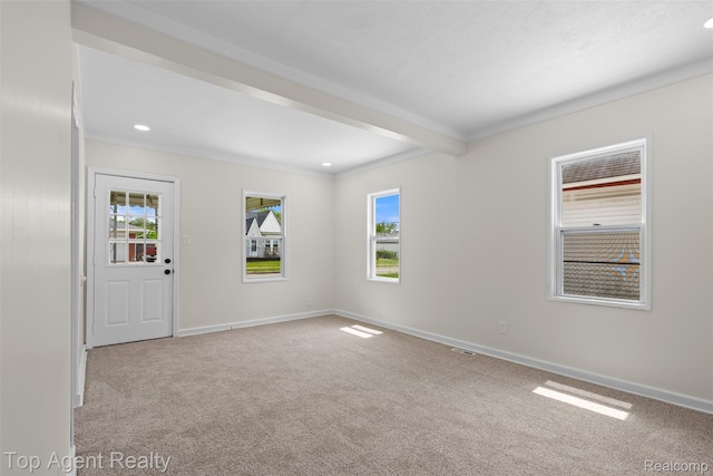 26041 Belanger St, Rochester, MI 48066 - spare room with carpet floors, plenty of natural light, baseboards, recessed lighting, and ornamental molding