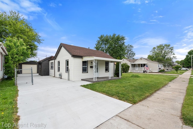 26041 Belanger St, Rochester, MI 48066 - view of front of home featuring concrete driveway, a garage, a gate, and a porch