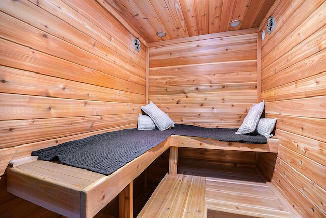 2032 Dean Dr, Washington, MI 48094 - sauna with wooden walls and wooden ceiling