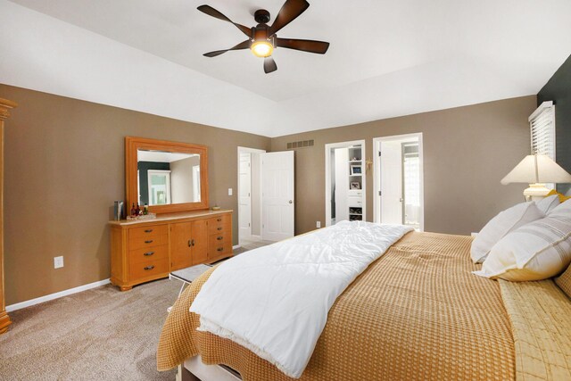 2032 Dean Dr, Washington, MI 48094 - bedroom featuring light carpet, a ceiling fan, ensuite bathroom, and vaulted ceiling