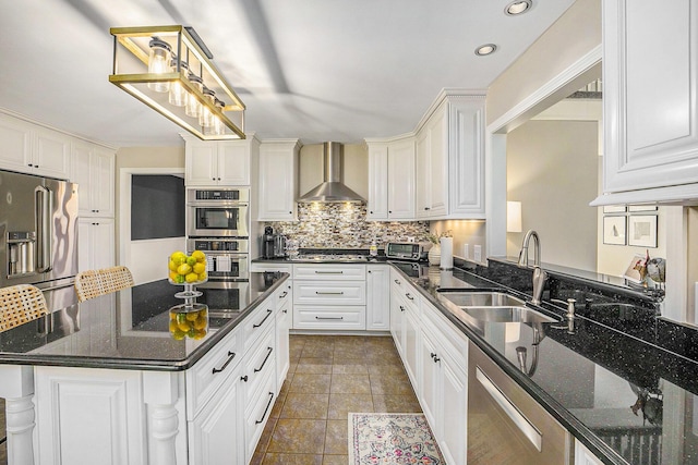 2032 Dean Dr, Washington, MI 48094 - kitchen with stainless steel appliances, tasteful backsplash, white cabinetry, recessed lighting, and dark stone counters