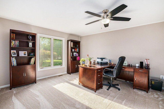 2032 Dean Dr, Washington, MI 48094 - home office featuring light carpet and a ceiling fan