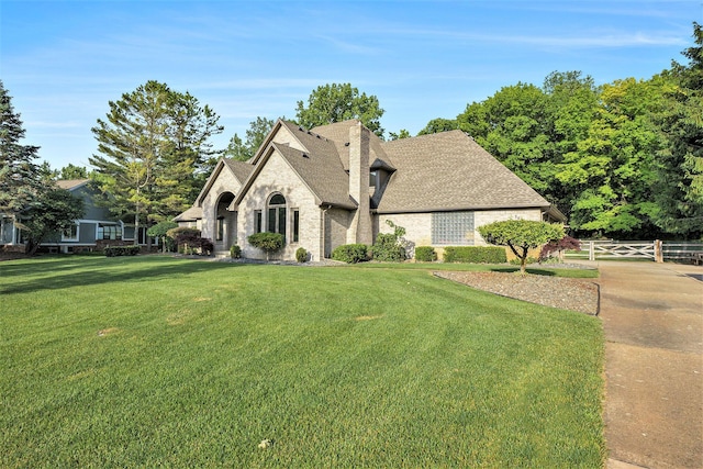 2032 Dean Dr, Washington, MI 48094 - french country inspired facade featuring stone siding, a shingled roof, and brick siding