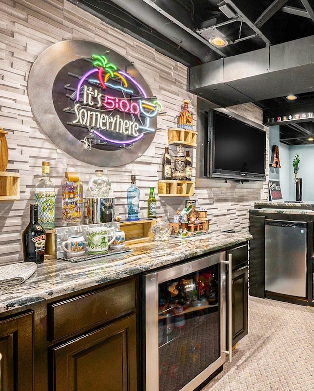 2032 Dean Dr, Washington, MI 48094 - indoor dry bar with beverage cooler and refrigerator