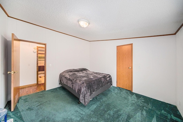 149 Hall St, Michigan Center, MI 49254 - bedroom featuring ornamental molding, carpet flooring, and a textured ceiling
